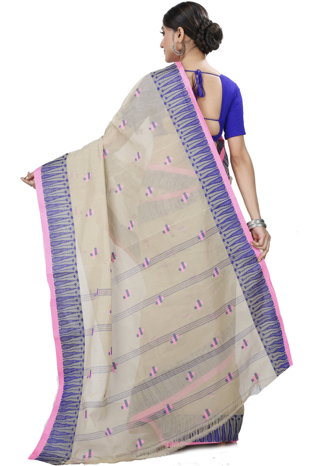 Grey Pure Cotton Simar Tant Saree (1040)
